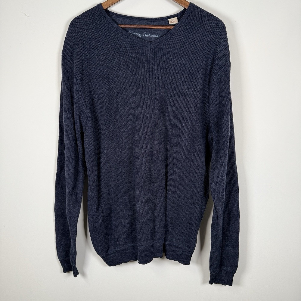 Tommy Bahama Men's Ribbed Pullover Sweater‎ Long Sleeve V-Neck Cotton Size Large